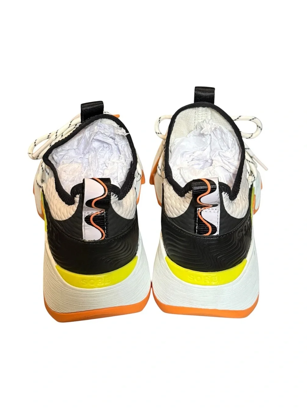 Sorel Kinetic Impact II Lace Sneakers White Black Orange Size 7